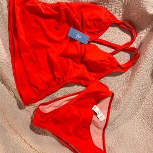 Cupshe Fiery Red Orange Bikini Set